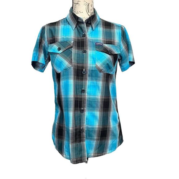 Dixxon The Maui Shirt Blue Plaid Bamboo Short Sleeve Country Western Size Small - Picture 9 of 9